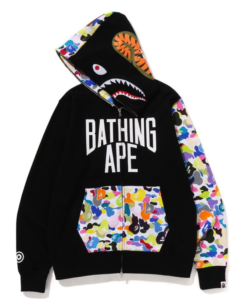 Sweatshirt Bape Multi NYC Logo Shark Full Zip Hoodie Noir Homme | OLD-20712624